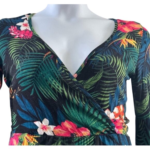 Womens Tropical Floral Bell Sleeve Romper - Picture 7 of 8